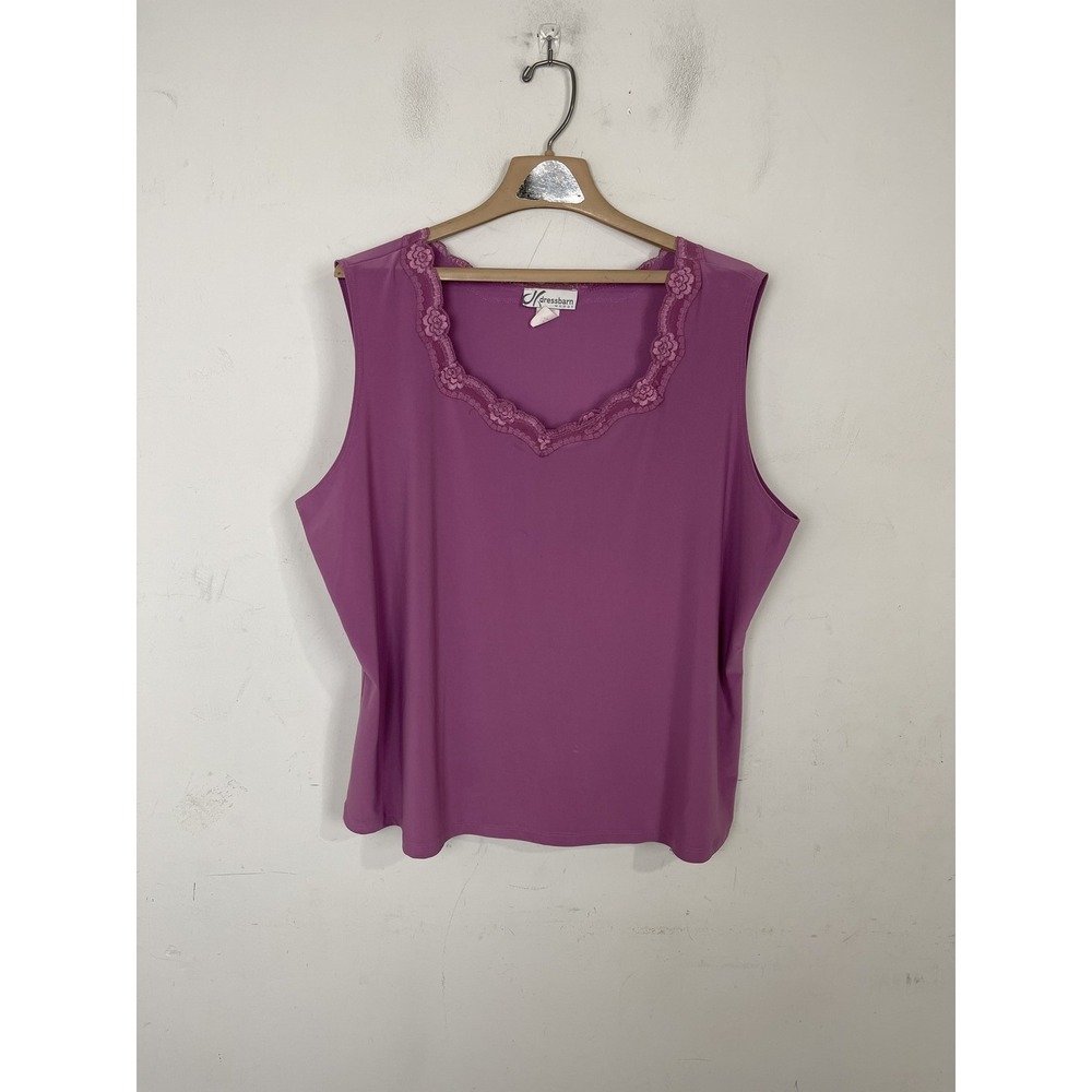 Dressbarn Womens Tank‎ Top 3X Purple Lace Trim Y2K Coquette Feminine Layering